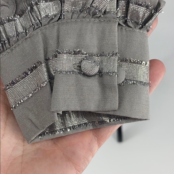 1.State Womens Sparkly Dressy Strapless Top silver metallic fringe off shoulder - Picture 9 of 13